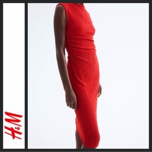 NWT H&M Red Draped Bodycon Dress